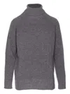 Twinset Twin-set High Neck Relaxed-fit Sweater With Ribbed Detailing In Gray