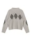 Twinset Cable-knit Intarsia Jumper In Gray