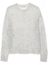 Twinset Openwork Crochet Jumper In Gray