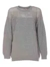 Twinset Maxi Round Neck Sweater In Grey