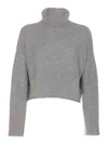 Twinset Sequined-stripes Roll-neck Jumper In Gris