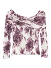 Twinset Floral Print Off-shoulder Long-sleeve Sweater In Multi