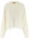 Twinset Lace Insert Sweater In Neutral