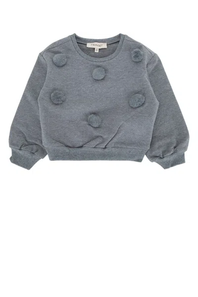 Twinset Twin-set Sweater Pom Pom Sweatshirt In Gray