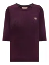 Twinset Ribbed Logo-plaque Jumper In Purple