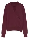 Twinset Twin-set Burgundy Knit Sweater With Keyhole Neck And Ribbed Hem In Burgundy