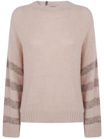 Twinset Sweater Round Neck "sandy Brown Hemp Gold"