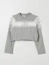 Twinset Kids' Fringe Detail Jacquard Jumper In Grau