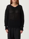 Twinset Open-knit Ruffled-cuff Sweater In Black