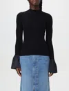Twinset Black Sweater With Mock Neck And Flared Cuffs In Viscose Blend Woman In Schwarz