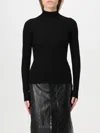 Twinset Mock-neck Ribbed Jumper In Schwarz