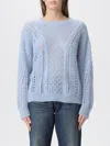 Twinset Cable-knit Open-work Sweater In Blue