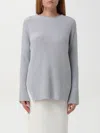 Twinset Gray Crewneck Sweater With Rhinestones In 灰色