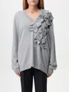 Twinset Grey V-neck Drop Shoulder Pullover In Grau