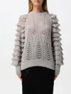 Twinset Ruffled-detailing Open-kinit Jumper In Grau