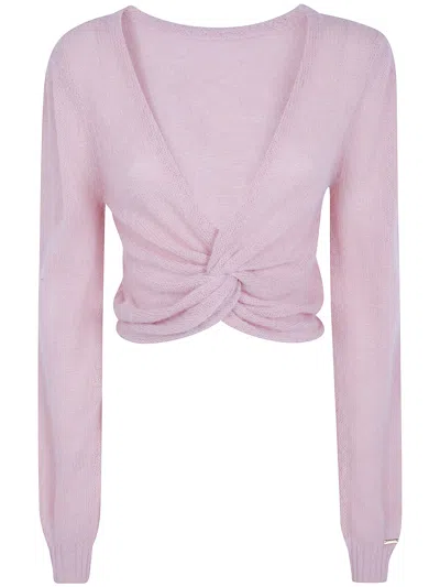 Twinset Dual-use Knit Shrug With Criss-cross In Pink