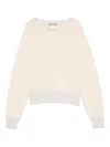 Twinset Twin-set Boat Neck Sweater In Soft Wool-cashmere Blend In White