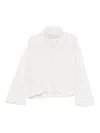 Twinset Textured Cable Knit Sweater With High Turtleneck In White