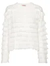 Twinset Ruffled Open-knit Jumper In White