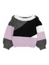 Twinset Twin-set Colour-block Panelled Knit Sweater With Embellished Neckline In Multi