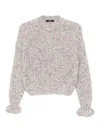 Twinset Twin-set Textured Knit Sweater With Ruffled Edges In Gray