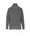 Twinset Twin-set High Neck Relaxed-fit Sweater With Ribbed Detailing In Gray