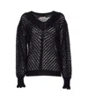 Twinset Open-knit Ruffled-cuff Sweater In Black