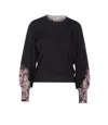 Twinset Sleeve-detail Crew-neck Sweater In Black