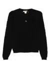 Twinset Twin-set Black Sweater With Floral Openwork Detailing In Black