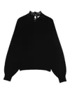 Twinset Lace-insert High-neck Sweater In Black