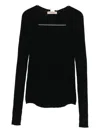 Twinset Fitted Black Ribbed Sweater With Deep V-neckline In Black