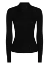 Twinset Fitted Ribbed Knit Sweater With High Neckline In Black