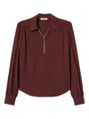 Twinset Chain-embellished Gathered Blouse In Brown