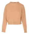 Twinset Twin-set Beige Crew Neck Sweater In Soft Wool-cashmere Blend In Brown