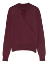 Twinset Twin-set Burgundy Knit Sweater With Keyhole Neck And Ribbed Hem In Burgundy