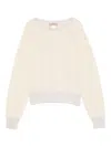 Twinset Twin-set Boat Neck Sweater In Soft Wool-cashmere Blend In Neutral