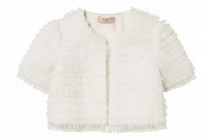Twinset Ruffled Short-sleeve Jacket In White