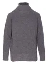 Twinset Twin-set High Neck Relaxed-fit Sweater With Ribbed Detailing In Gray