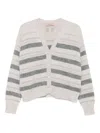 Twinset Soft Alpaca Blend Sweater With Horizontal Stripes In Gray