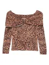 Twinset Leopard-print Off-shoulder Sweater In Multi