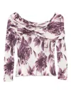 Twinset Floral Print Off-shoulder Long-sleeve Sweater In Multi