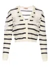 Twinset Twin-set V-neck Sweater With Floral-lace Embellishment In Neutral