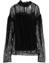 Twinset Long-sleeved Black Lace Overlay Top In Multi