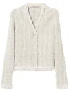 Twinset Twin-set Jacquard Lurex Gold Knitted Jacket In Neve Oro