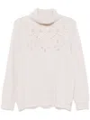 Twinset Roll-neck Lurex Jumper In Neve/oro