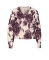 Twinset Twin-set Cropped Sweater With Floral Pattern And Textured Finish In White