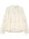 Twinset Pleated Tulle Blouse In White