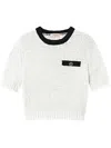 Twinset Oval T Button Cropped Jumper In White