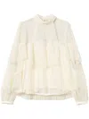 Twinset Pleated Tulle Blouse In White