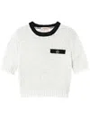 Twinset Oval T Button Cropped Jumper In White
